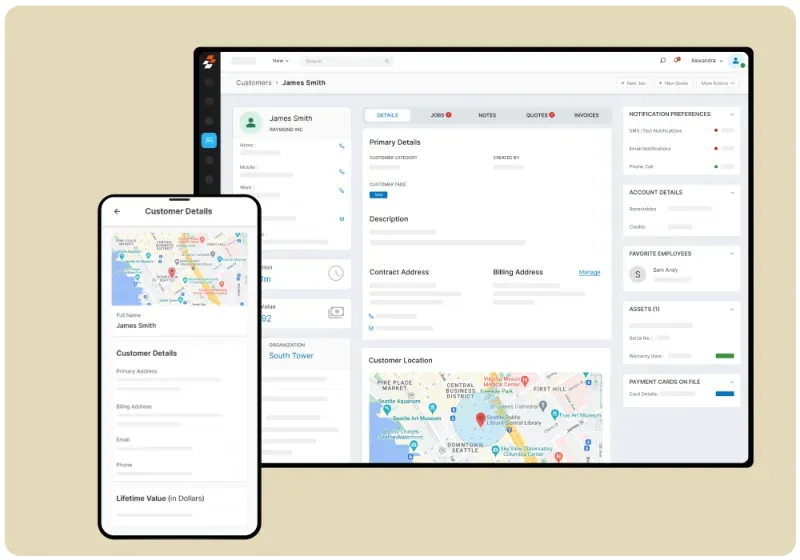 Unified customer record showing synchronized data across teams