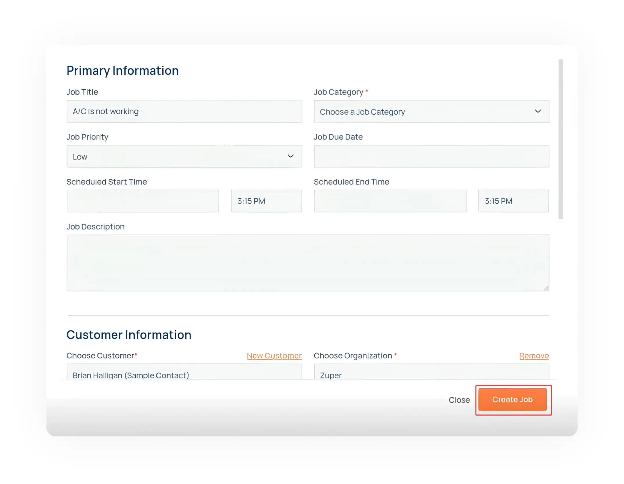 HubSpot deal closing interface with Primary Information form