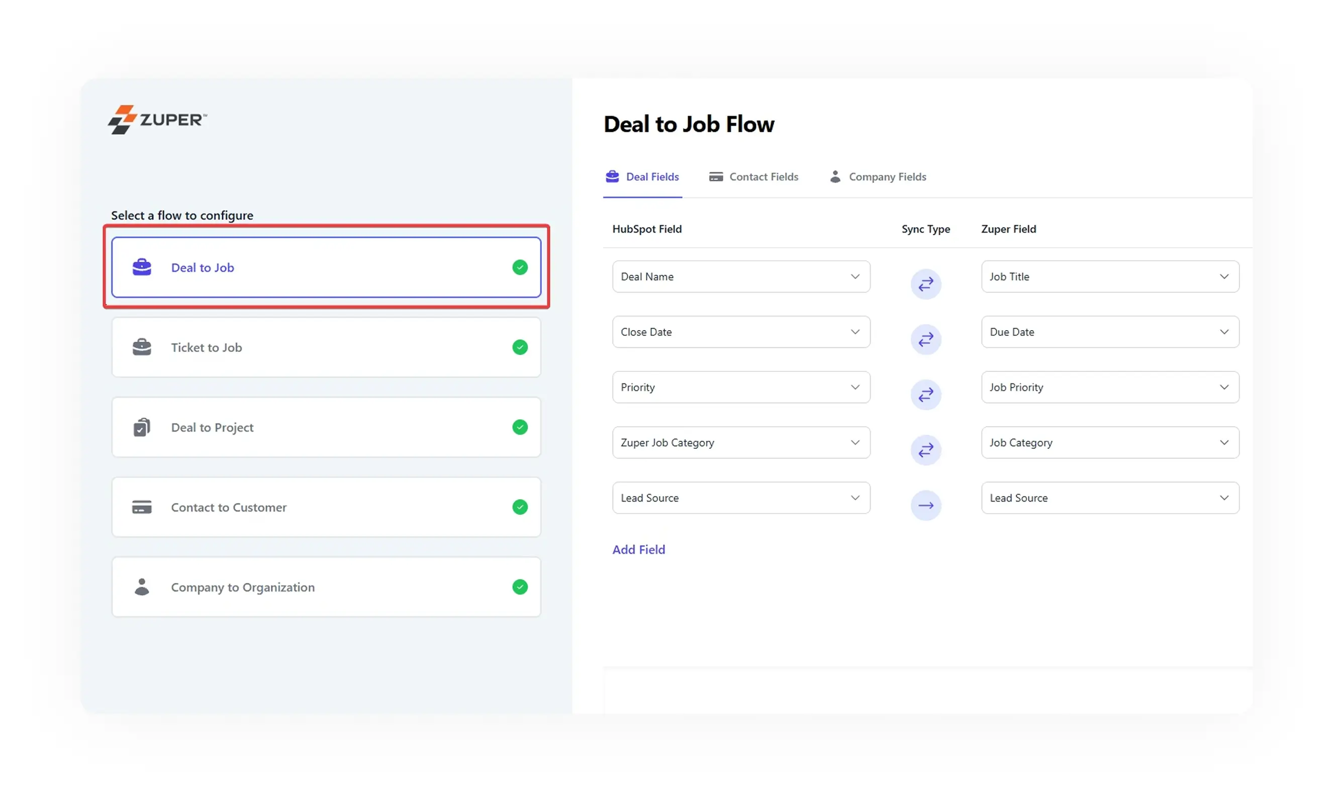Completed job record with signatures and invoice synced to HubSpot