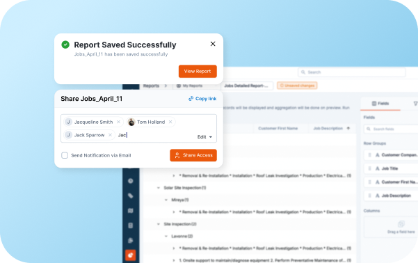 Custom report builder interface