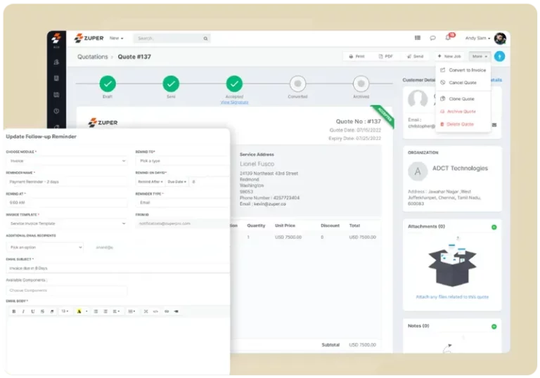 Zuper mobile app on smartphone