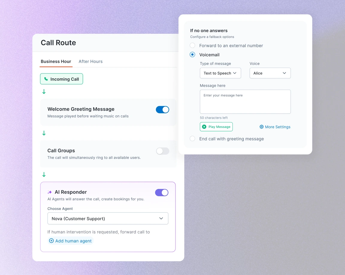 Smart call routing rules and escalation setup
