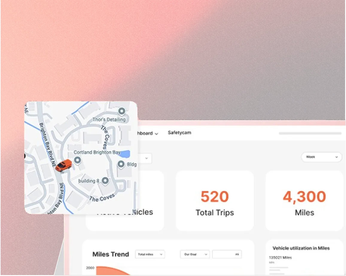 Live fleet tracking dashboard with GPS map and trip metrics
