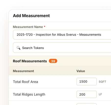 Roof measurements integrated into inspection report