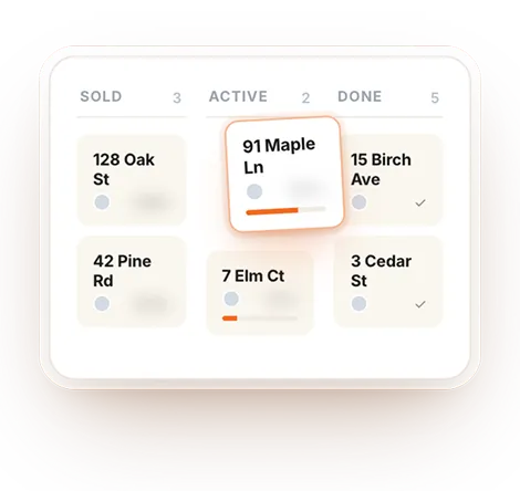 Job management board for roofing production