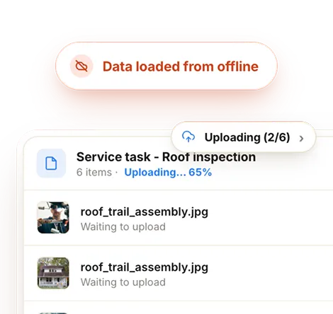 Zuper mobile app with offline mode for roofing crews